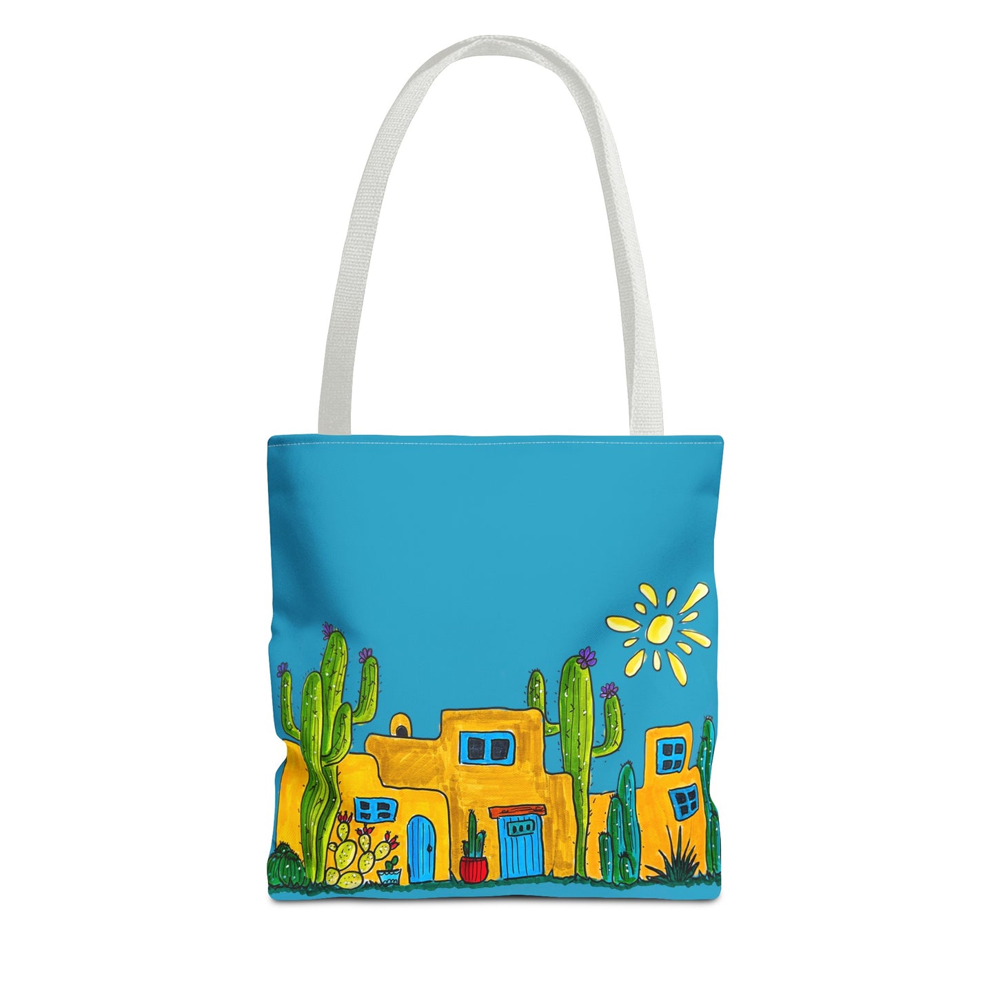 Turquoise Tote bag with desert scenery