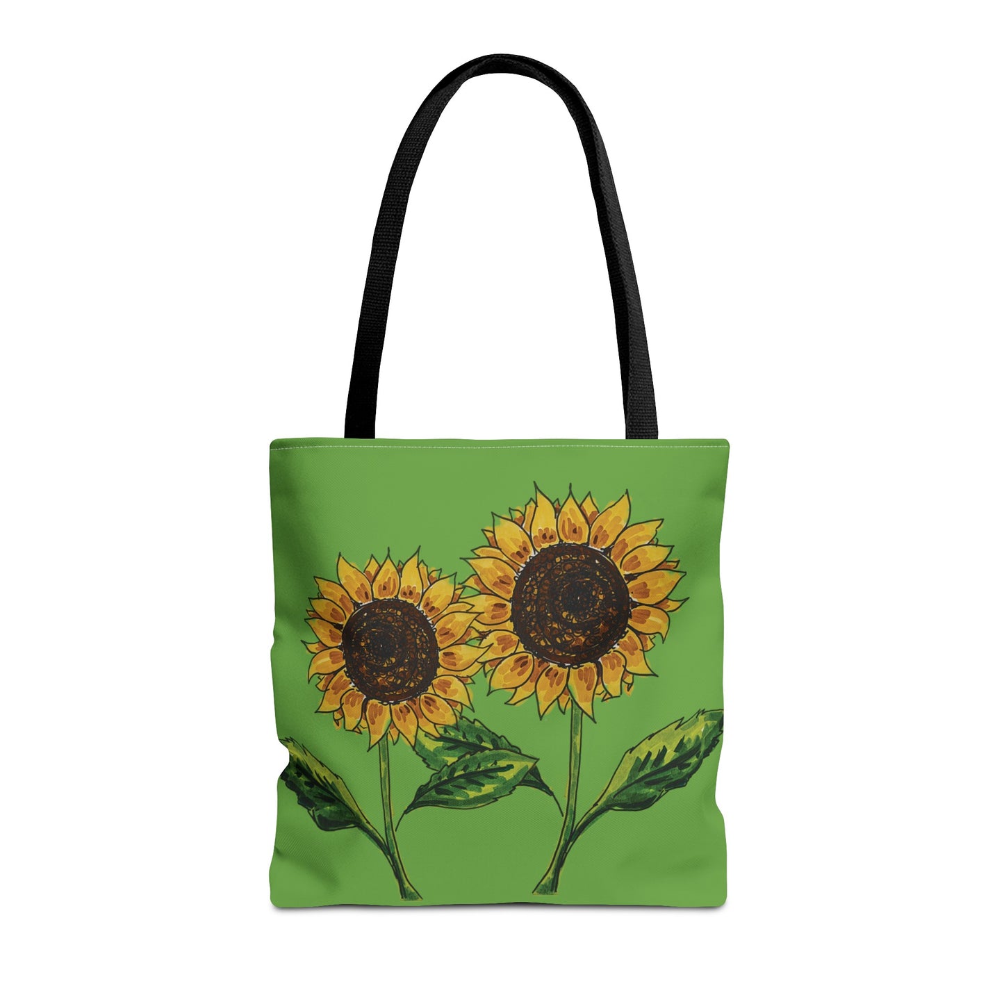 sunflowers tote with my own drawings - green