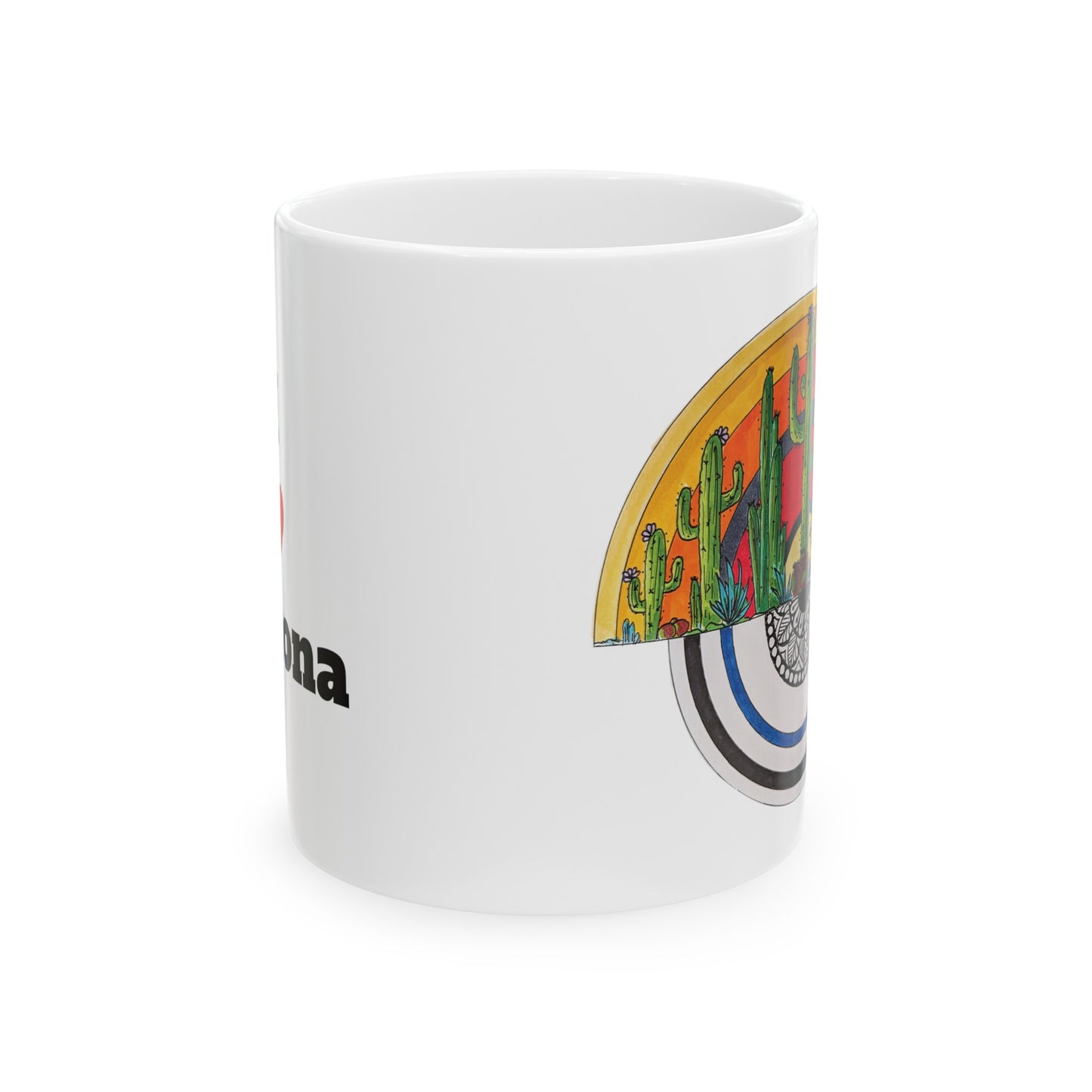 Cactus art on ceramic mug - my own doodle art now printed on a mug perfetc for coffee , tea or hot chocolate