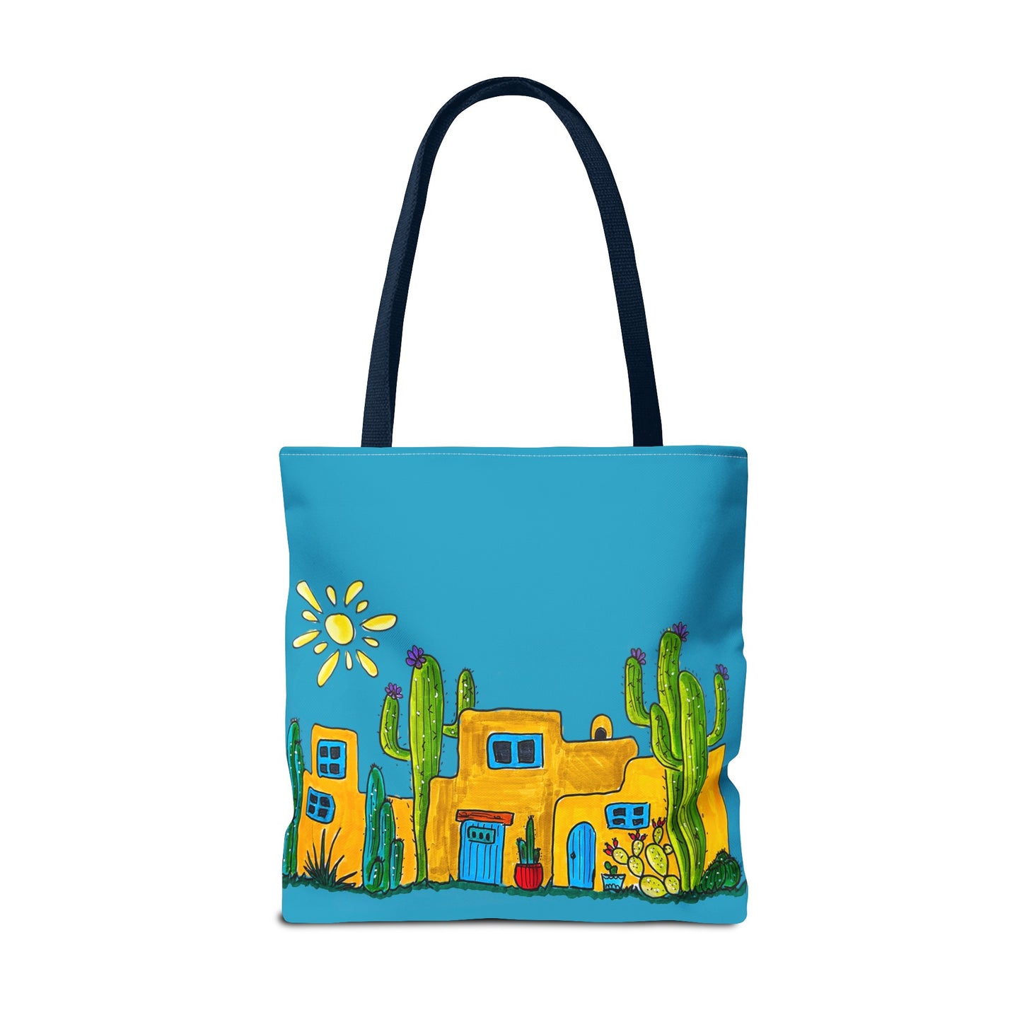 Turquoise Tote bag with desert scenery