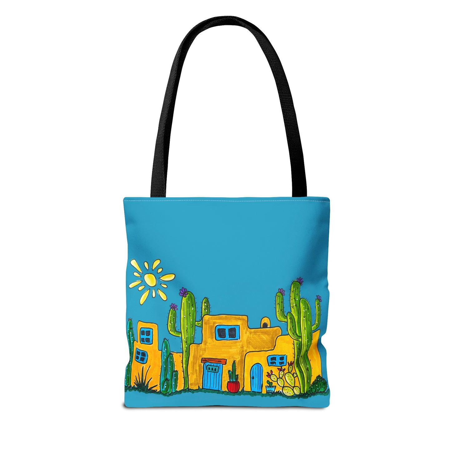 Turquoise Tote bag with desert scenery