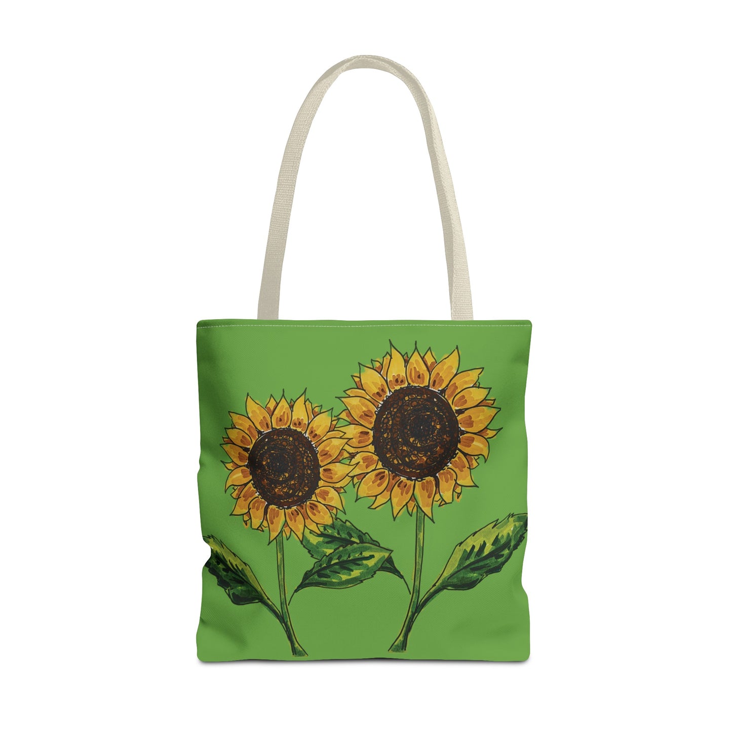 sunflowers tote with my own drawings - green