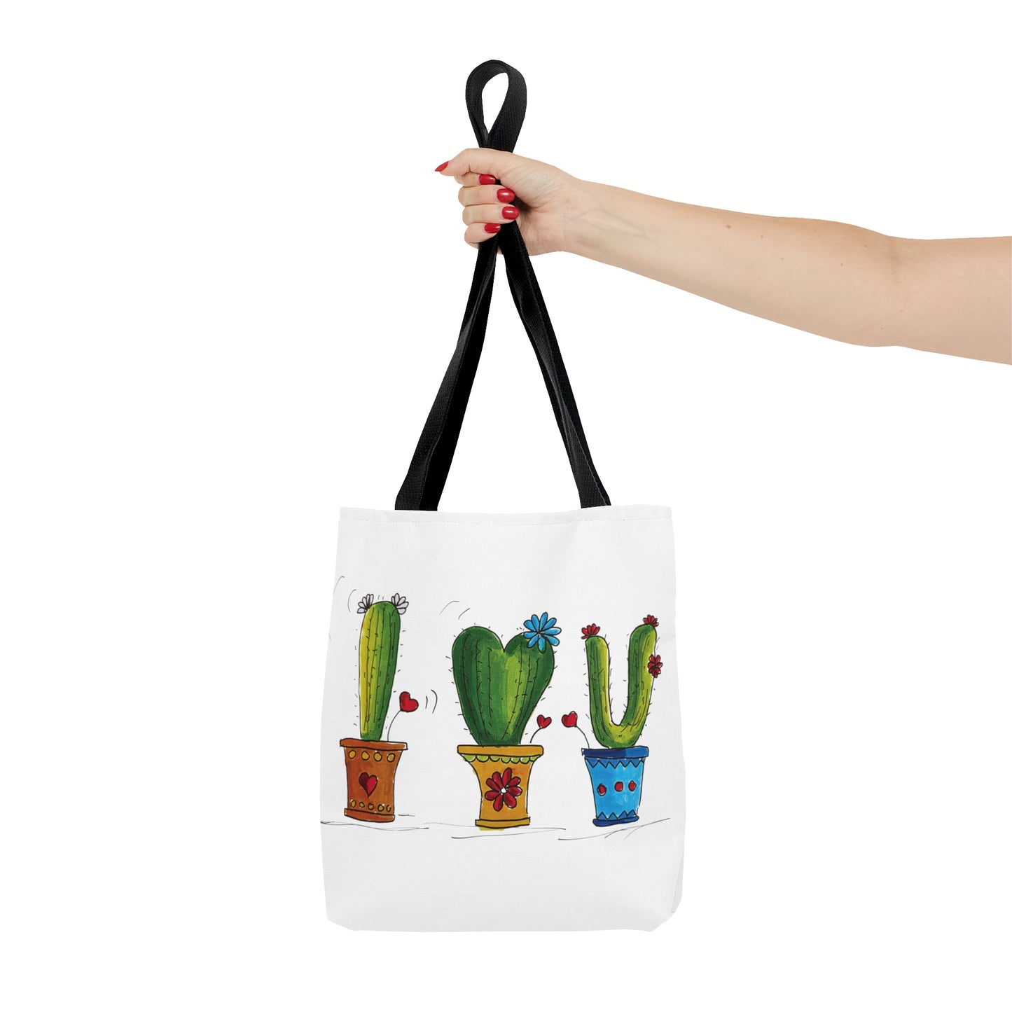 Cactus tote bag - heavy fabric with my doodle art - sizes small - medium - large