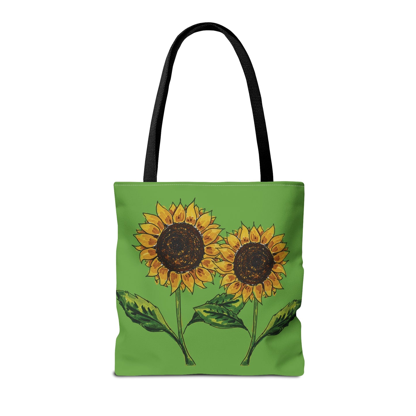 sunflowers tote with my own drawings - green