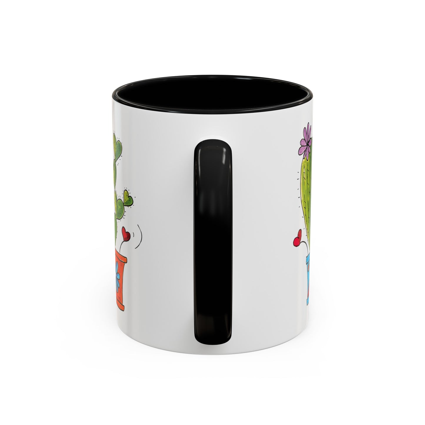 Cute Cactus coffee mug with black on the inside and made with my original doodles