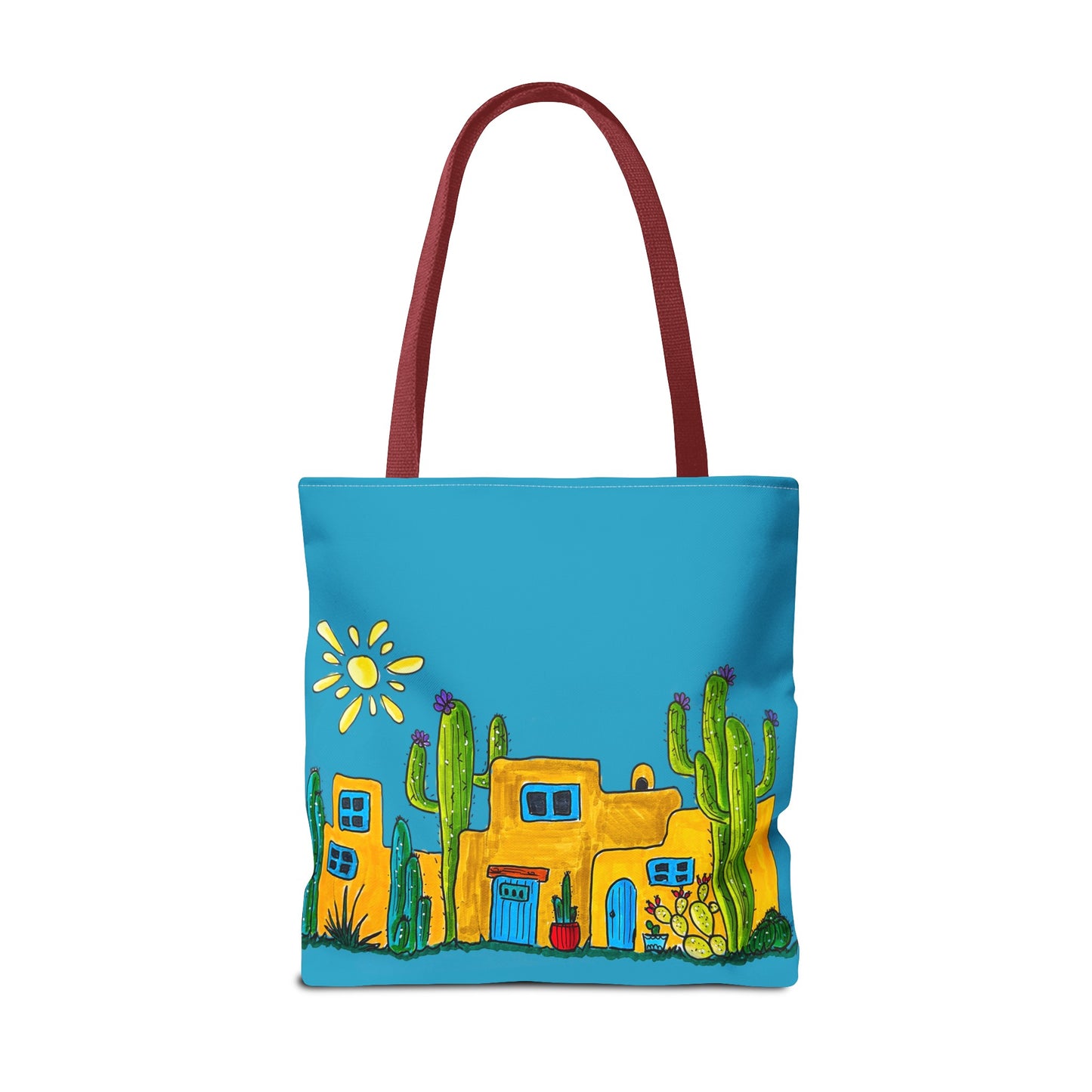 Turquoise Tote bag with desert scenery