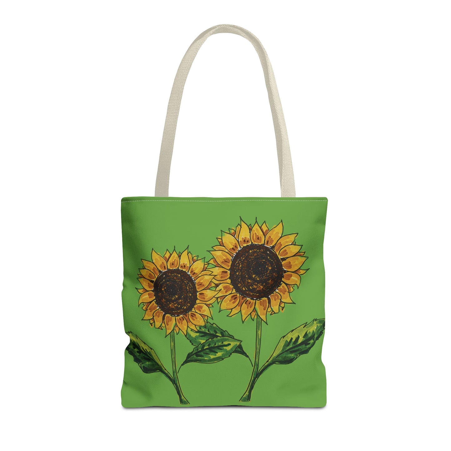 sunflowers tote with my own drawings - green