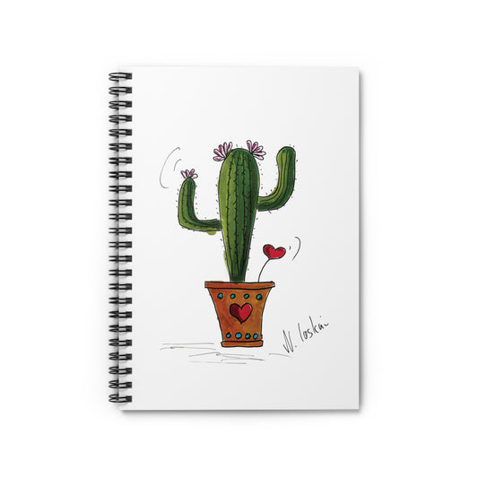 Cactus cover spiral note book with ruled lines - made from my original drawing