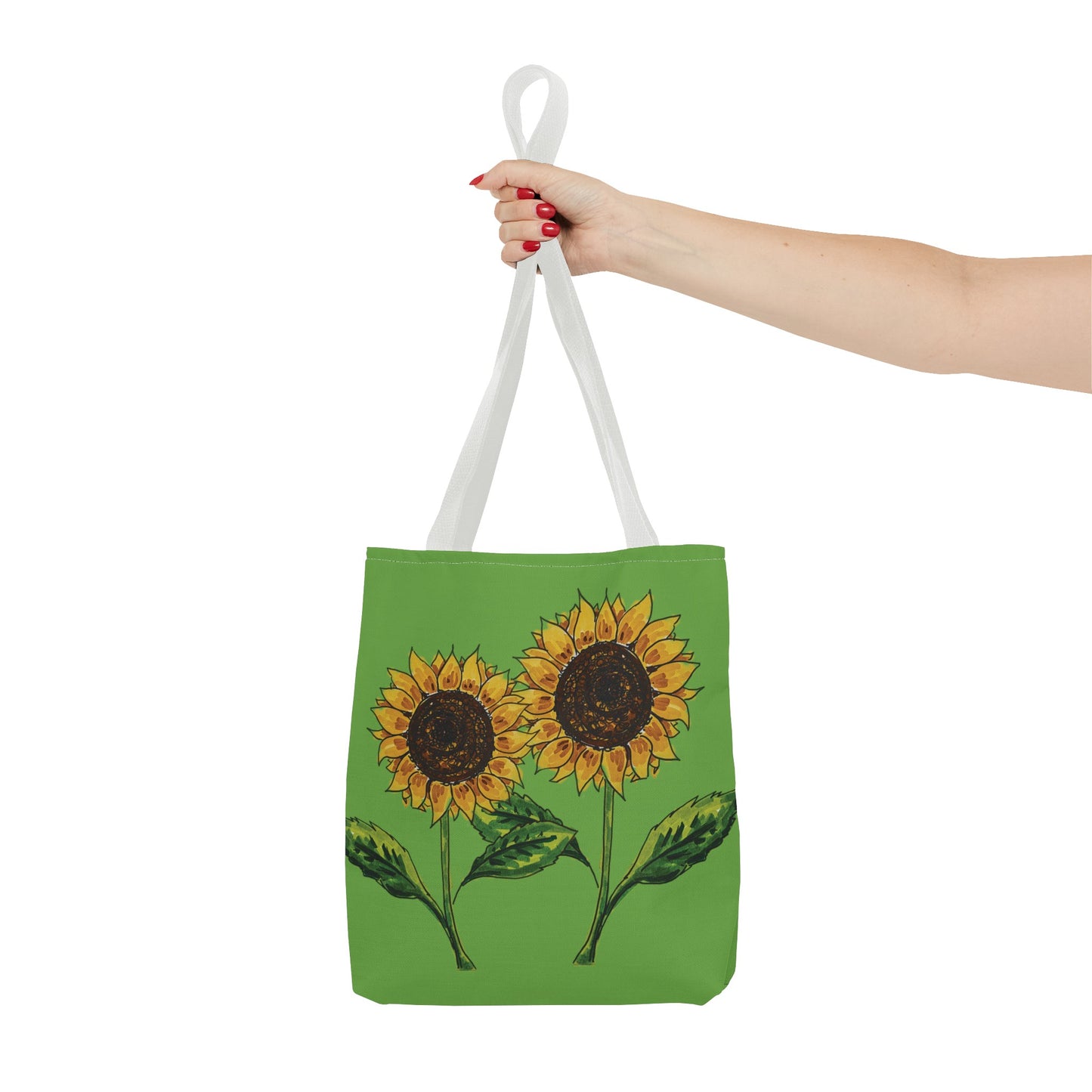 sunflowers tote with my own drawings - green