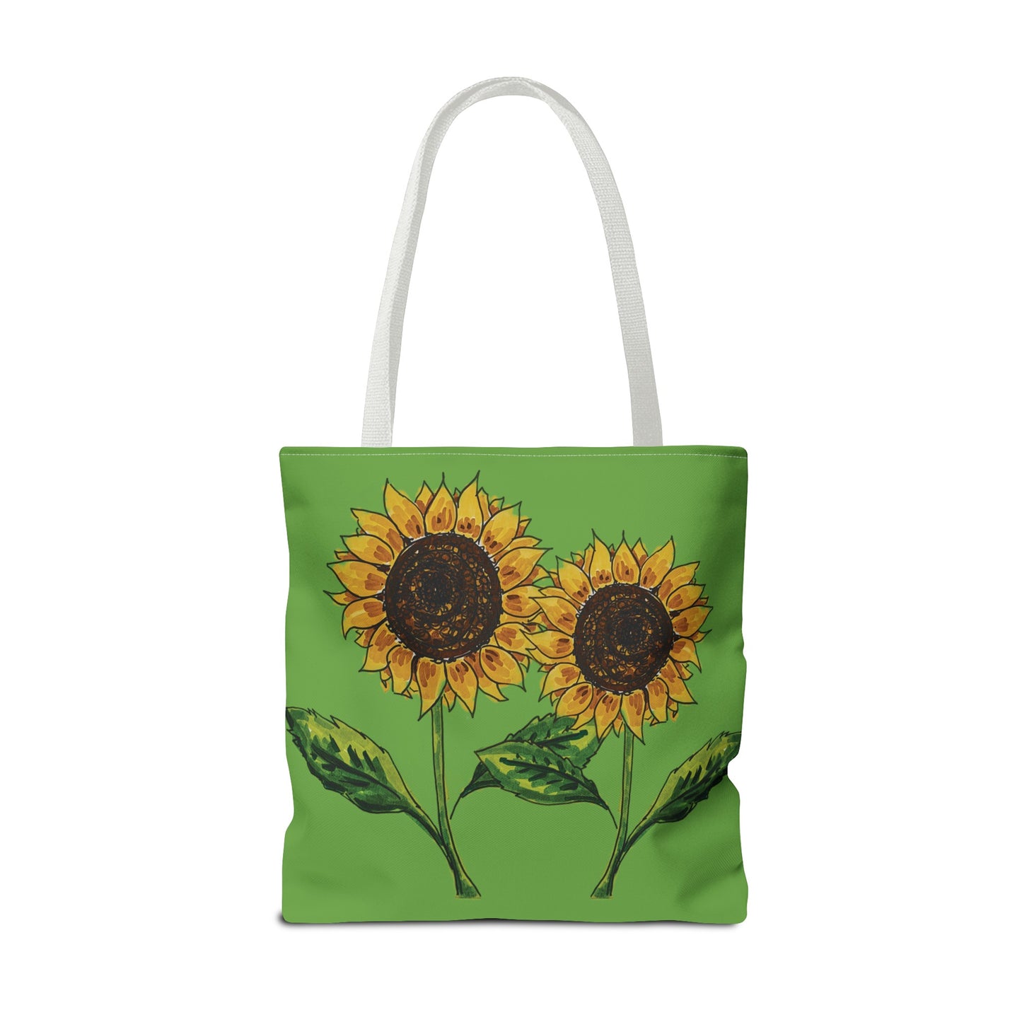 sunflowers tote with my own drawings - green