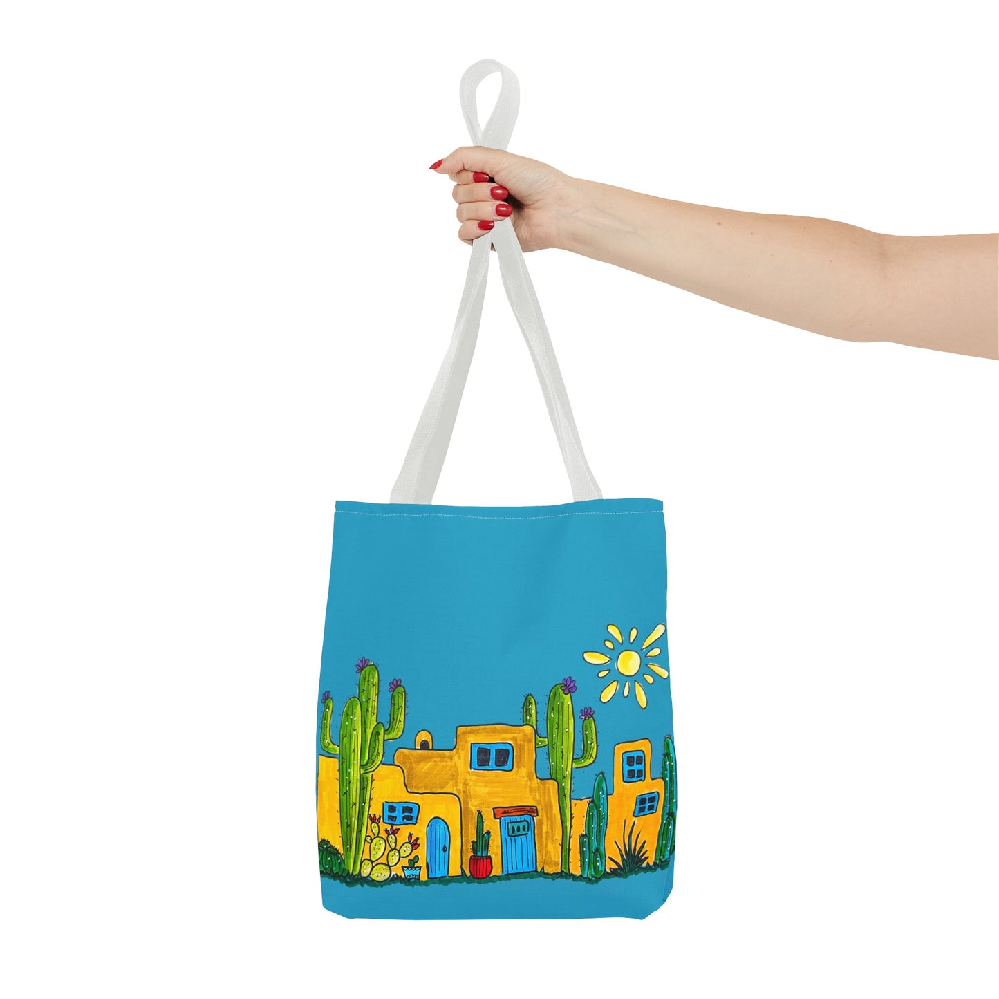 Turquoise Tote bag with desert scenery