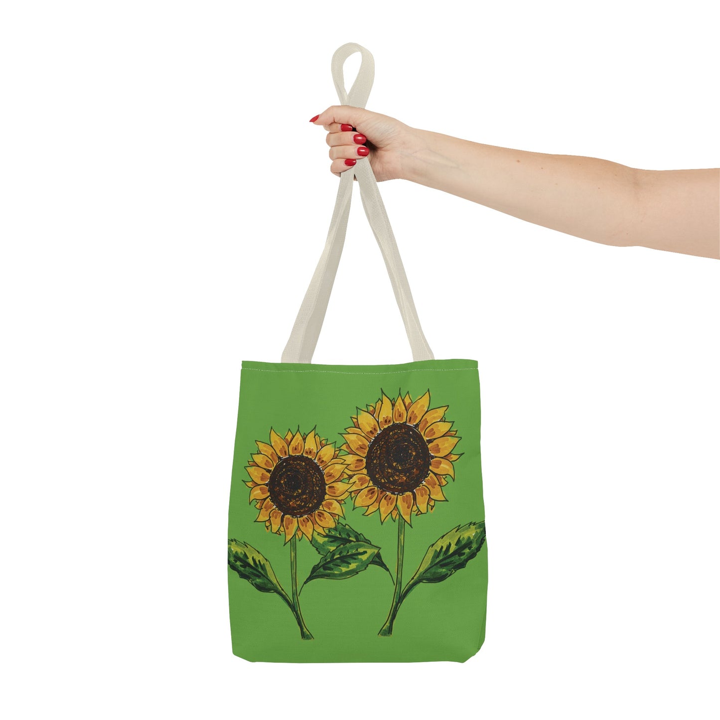 sunflowers tote with my own drawings - green