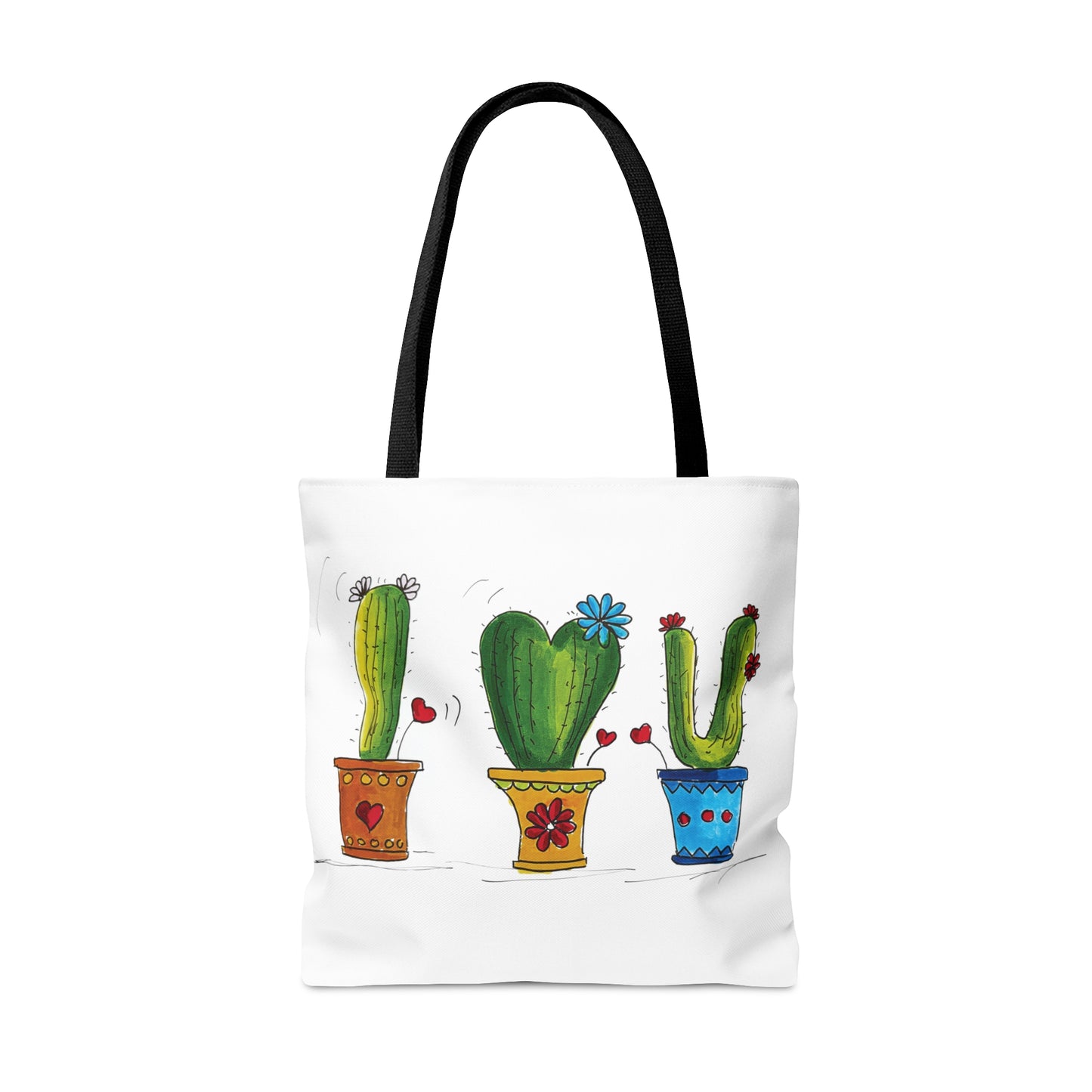 Cactus tote bag - heavy fabric with my doodle art - sizes small - medium - large