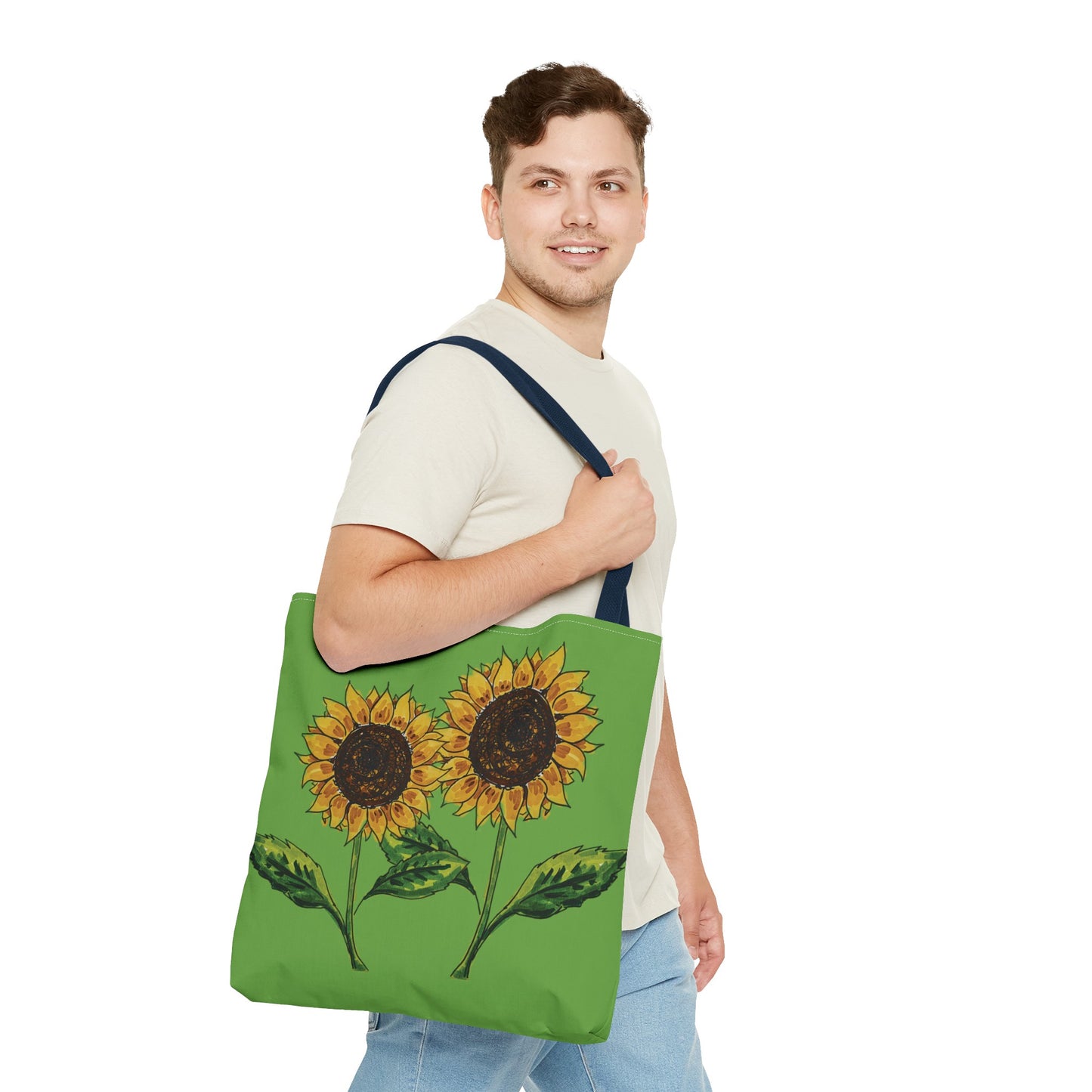 sunflowers tote with my own drawings - green