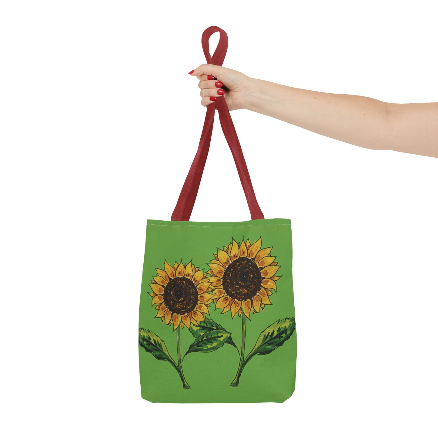 sunflowers tote with my own drawings - green