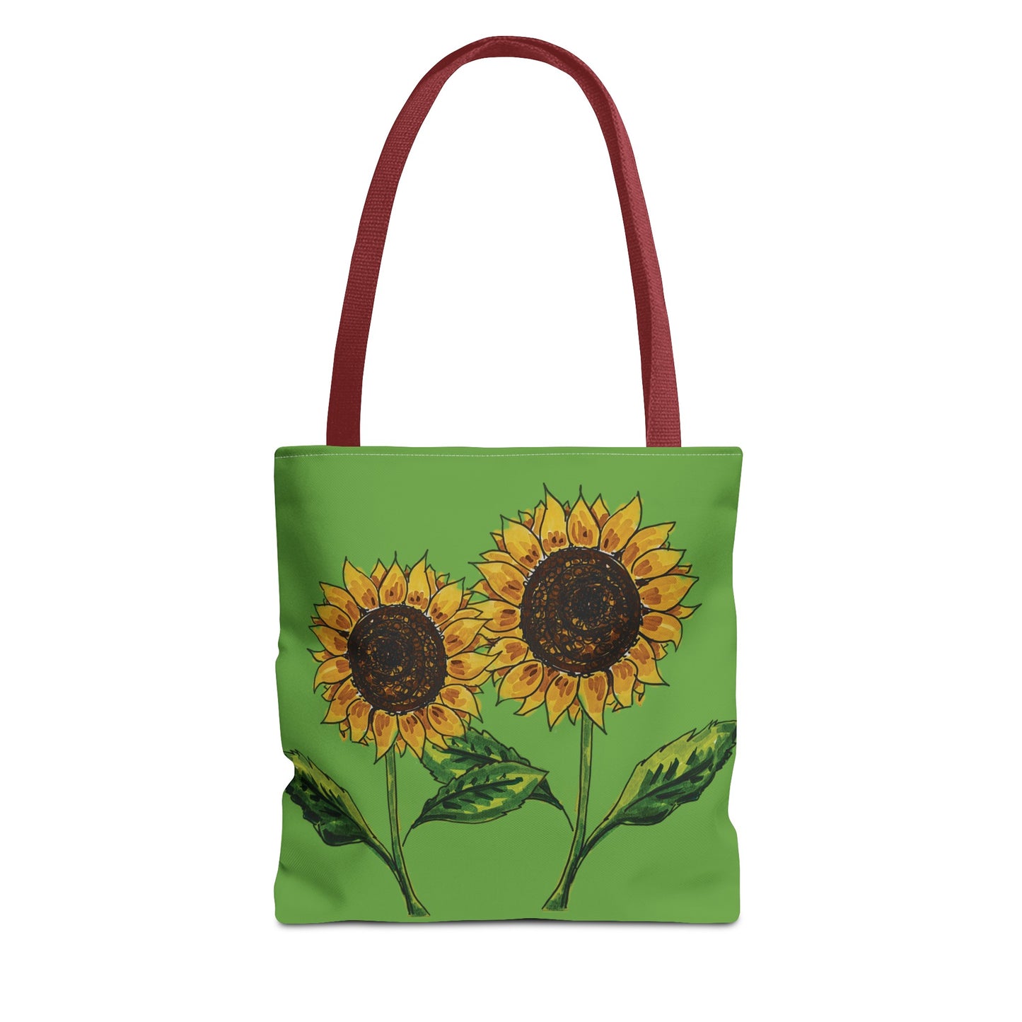 sunflowers tote with my own drawings - green