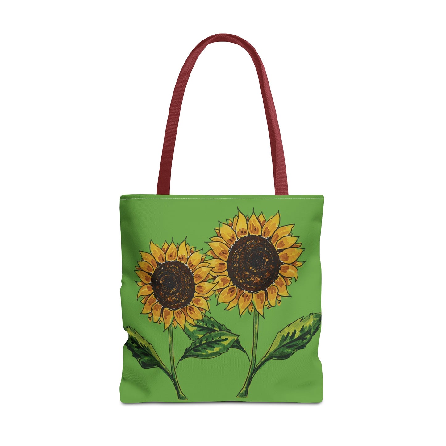 sunflowers tote with my own drawings - green