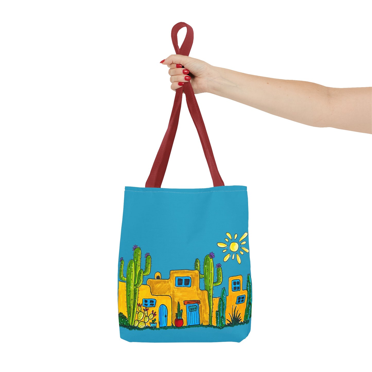 Turquoise Tote bag with desert scenery