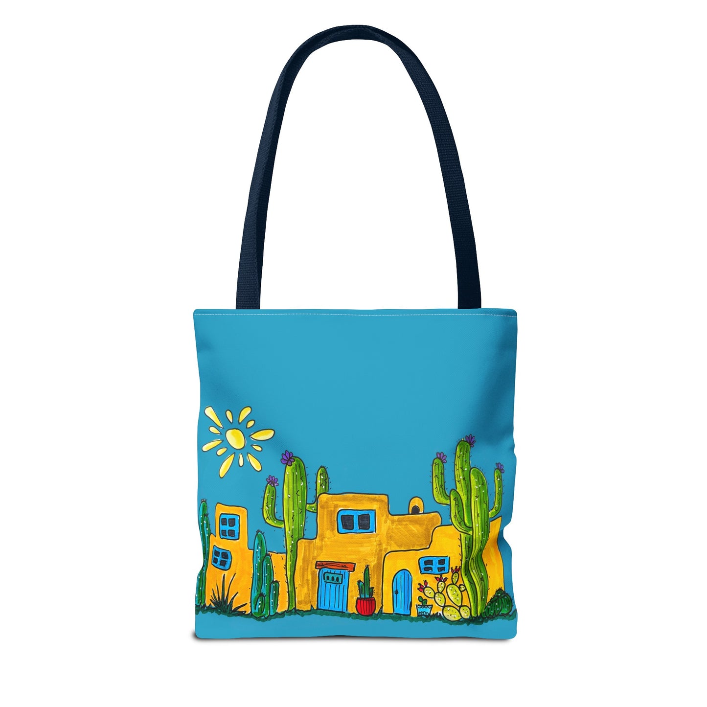 Turquoise Tote bag with desert scenery