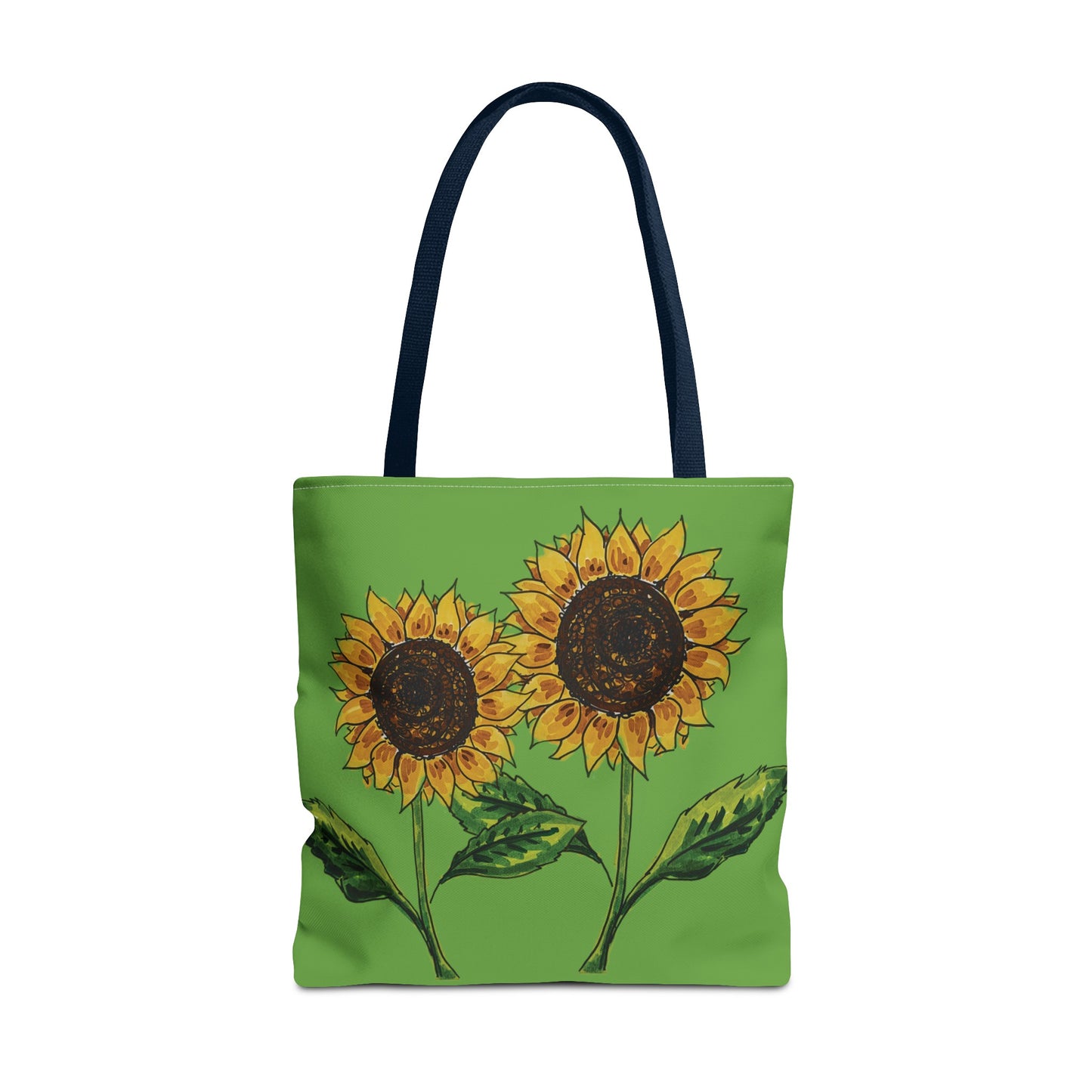 sunflowers tote with my own drawings - green