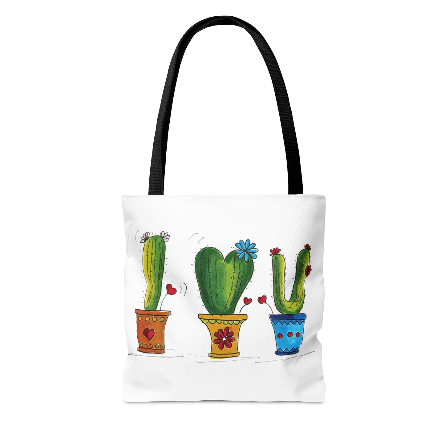 Cactus tote bag - heavy fabric with my doodle art - sizes small - medium - large