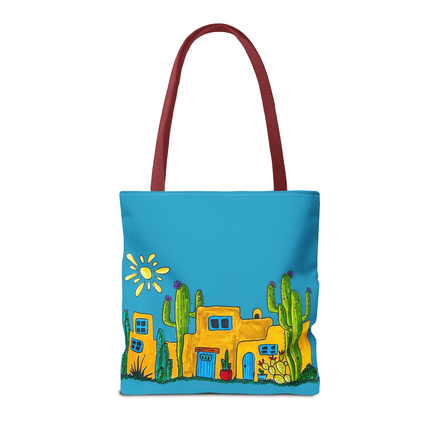 Turquoise Tote bag with desert scenery