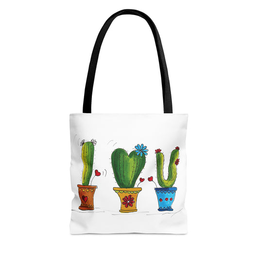 Cactus tote bag - heavy fabric with my doodle art - sizes small - medium - large