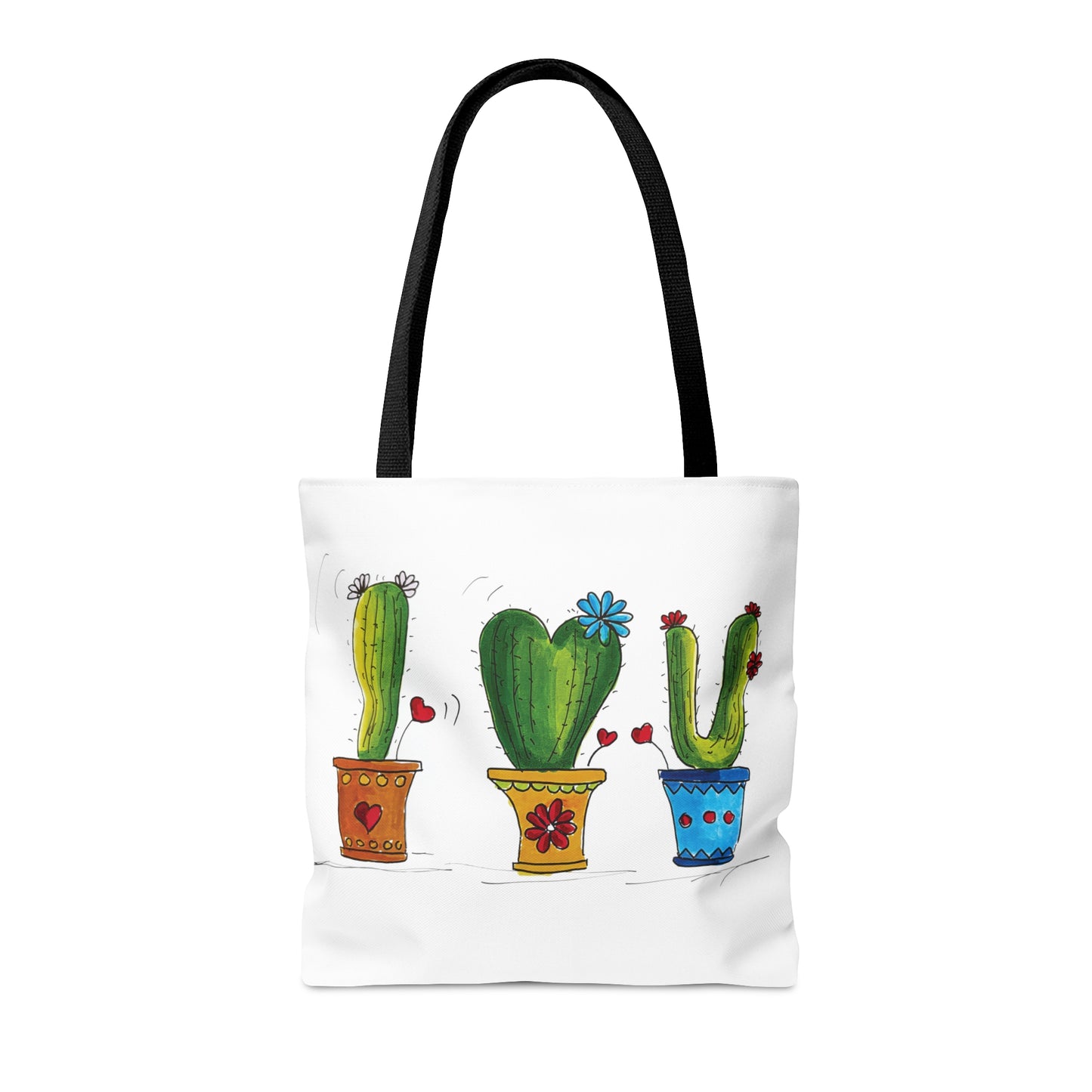 Cactus tote bag - heavy fabric with my doodle art - sizes small - medium - large