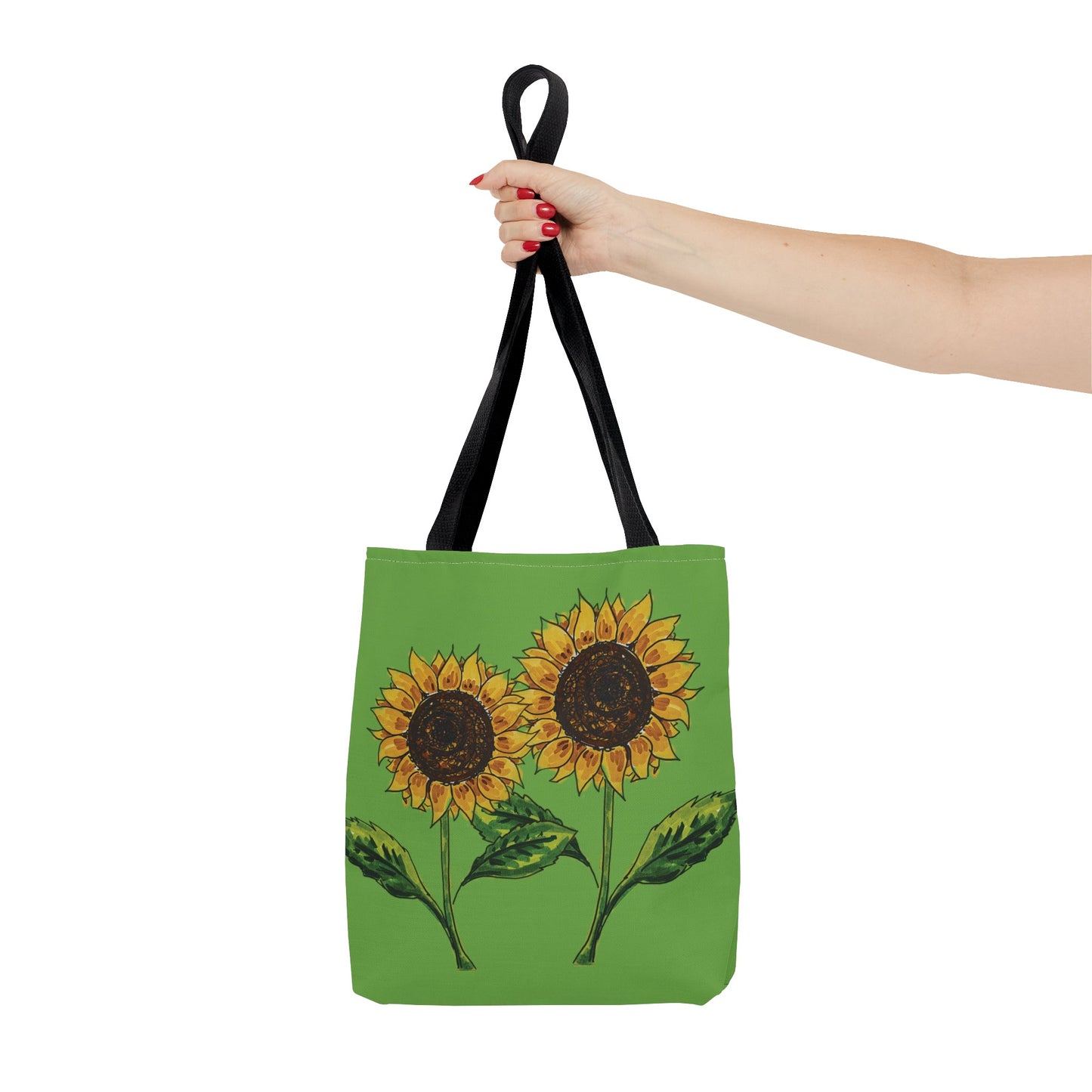 sunflowers tote with my own drawings - green