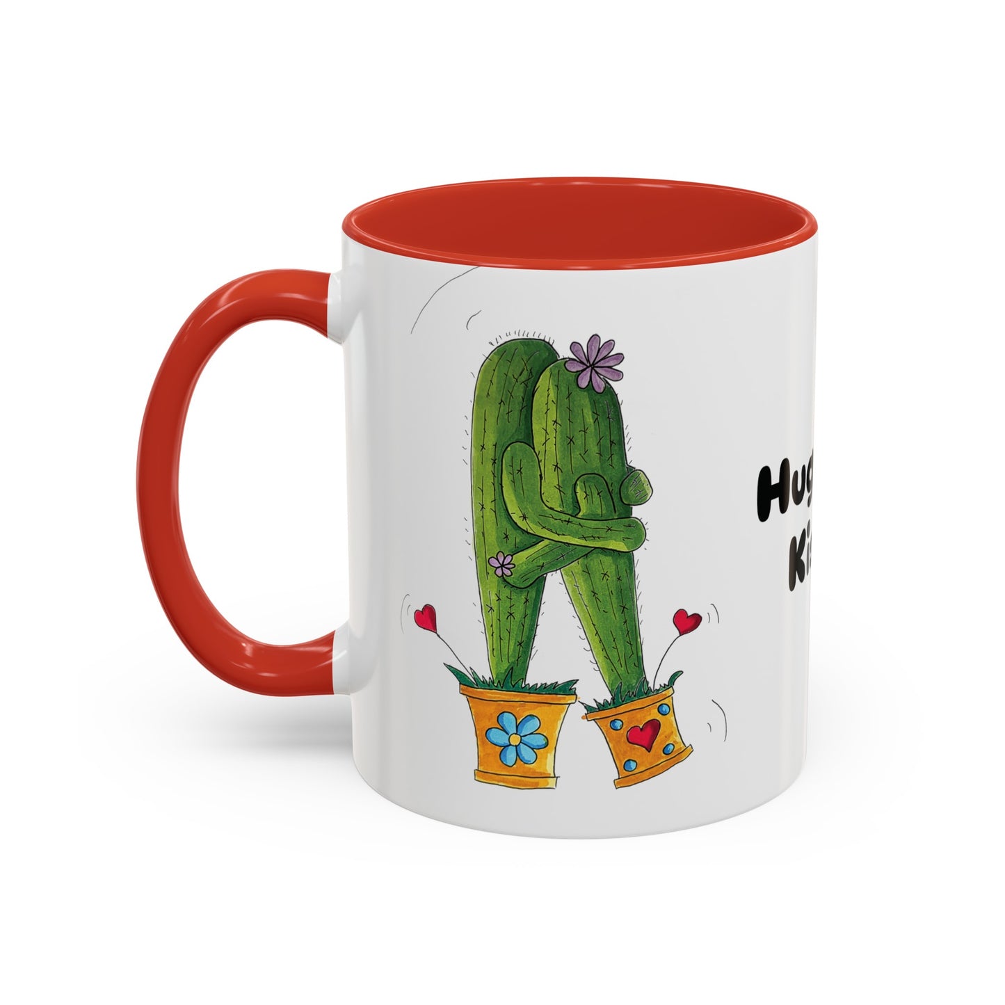 Hugs and Kisses Saguaro Cactus coffee mug with my doodle art