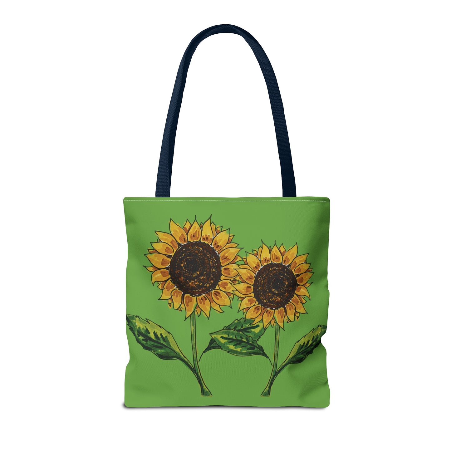 sunflowers tote with my own drawings - green