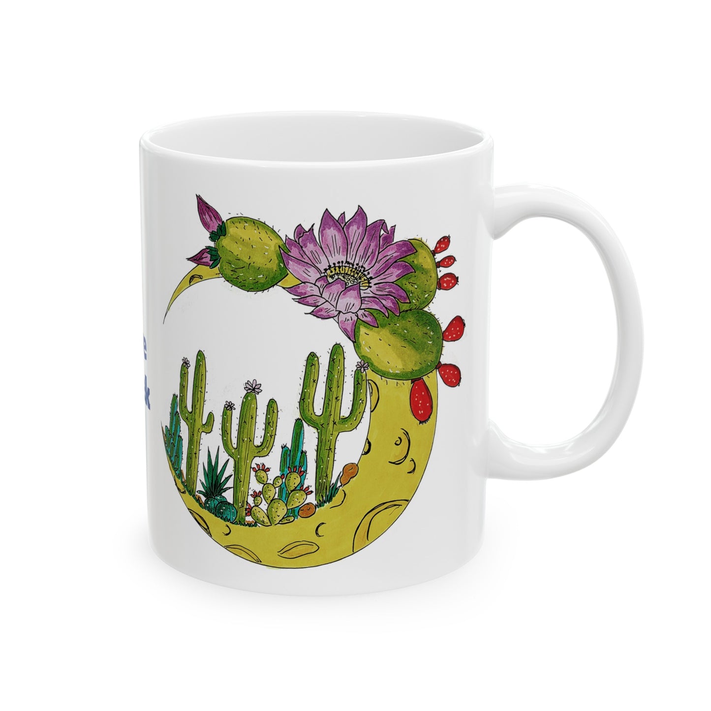 I Love Cave Creek Coffee Mug witn halfmoon and cacti - my original art