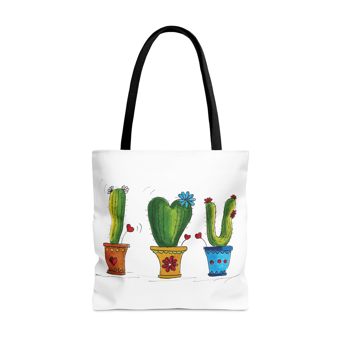 Cactus tote bag - heavy fabric with my doodle art - sizes small - medium - large