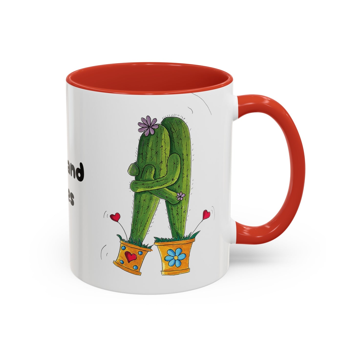 Hugs and Kisses Saguaro Cactus coffee mug with my doodle art