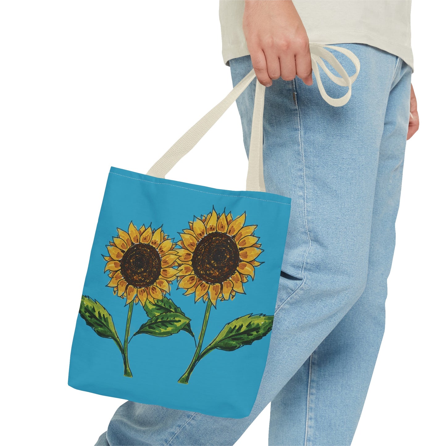 Copy of sunflowers tote with my own drawings - blue