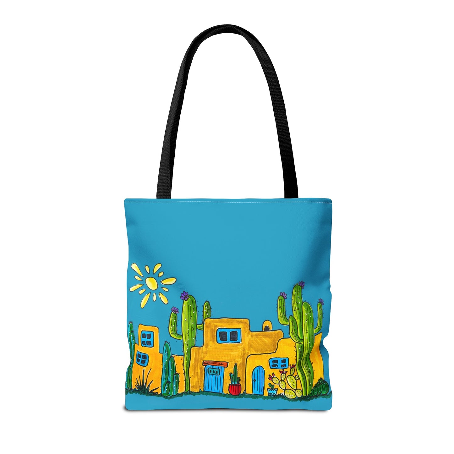 Turquoise Tote bag with desert scenery