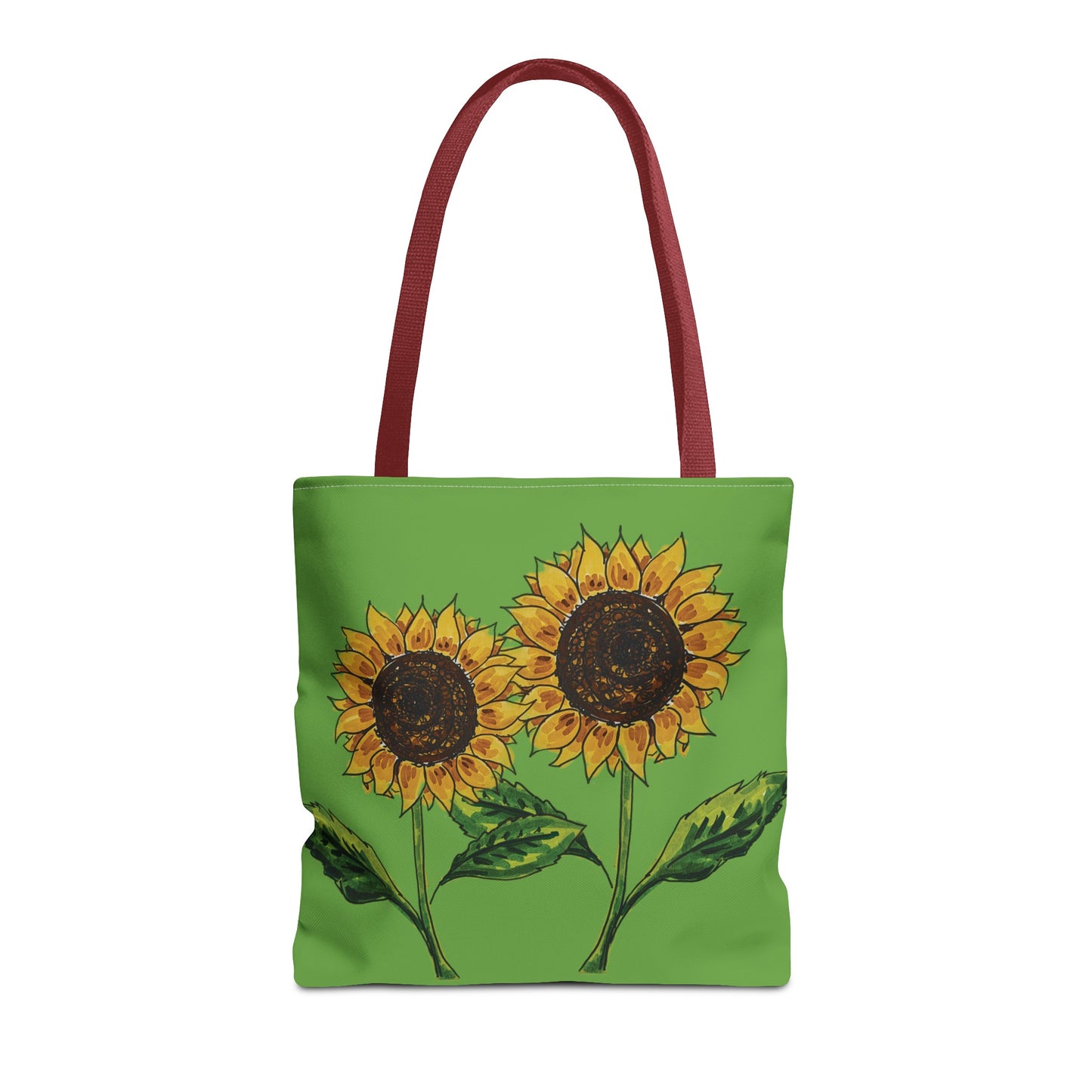 sunflowers tote with my own drawings - green