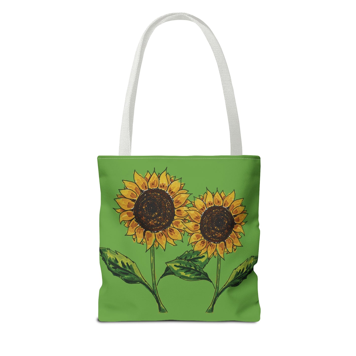 sunflowers tote with my own drawings - green