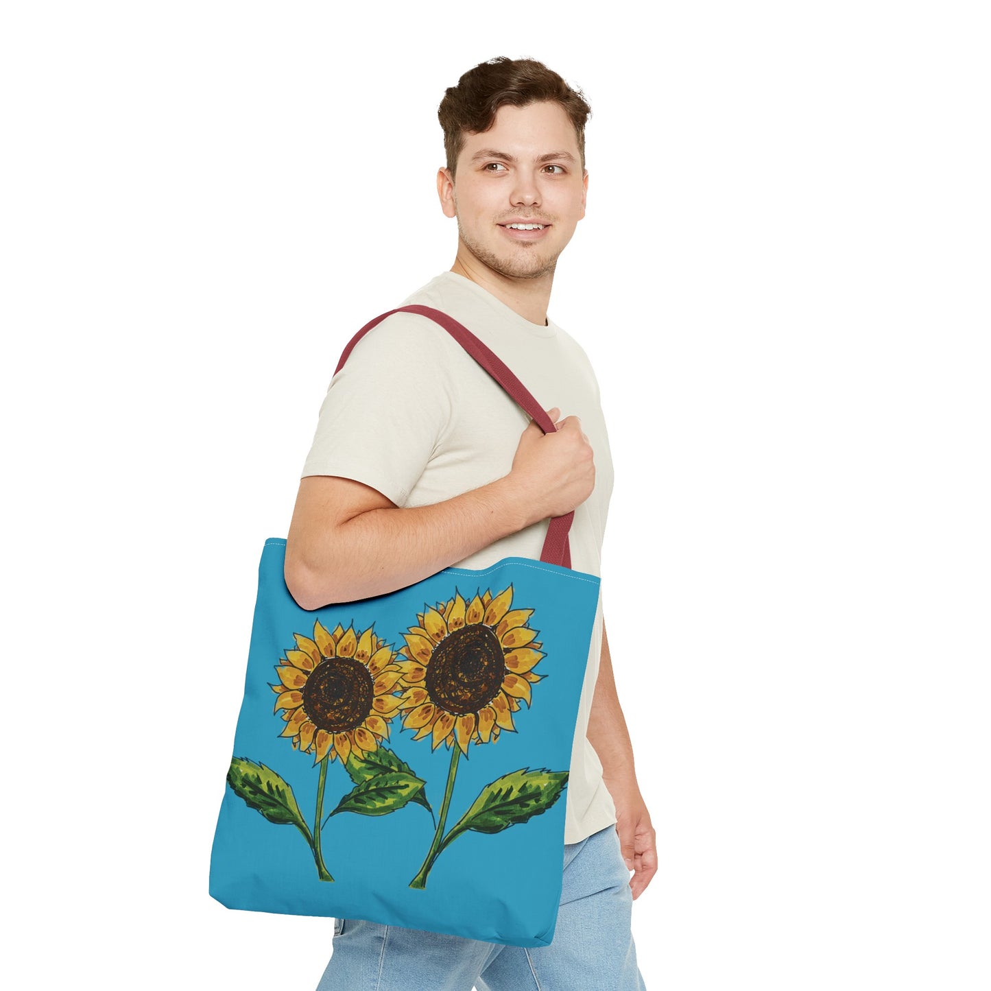 Copy of sunflowers tote with my own drawings - blue