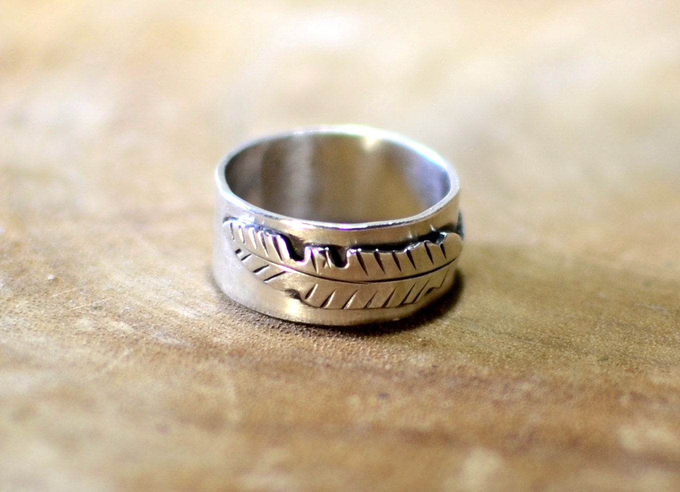 Sterling silver feather ring