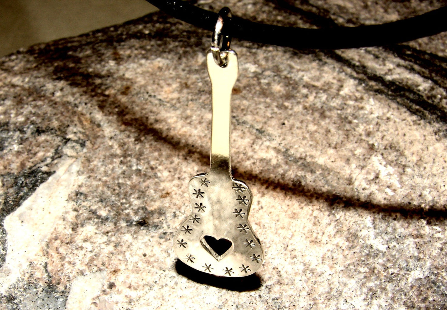 Sterling silver handcrafted guitar necklace