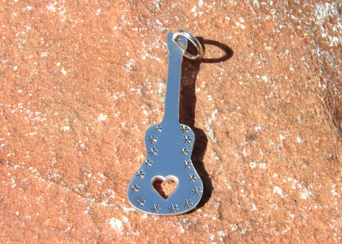 Sterling silver handcrafted guitar necklace