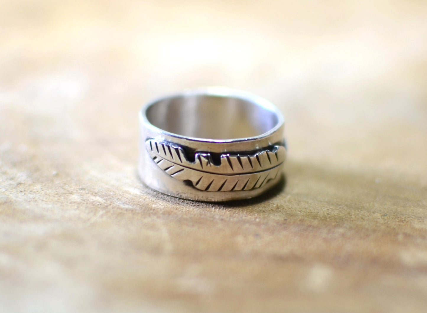 Sterling silver feather ring