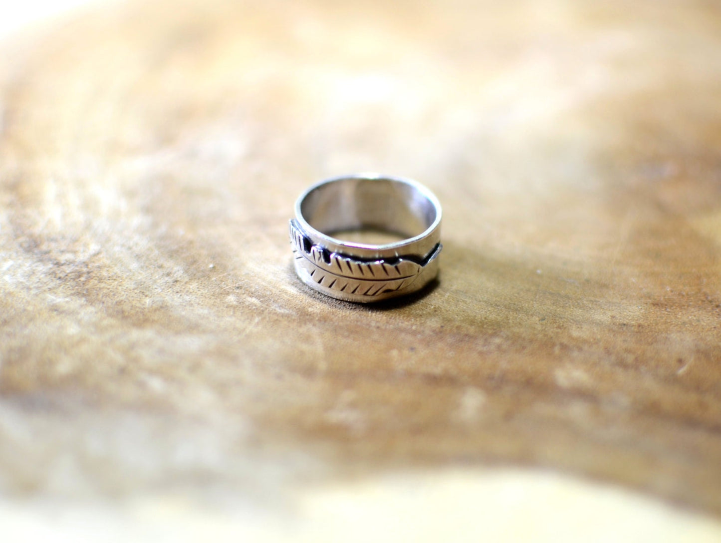 Sterling silver feather ring