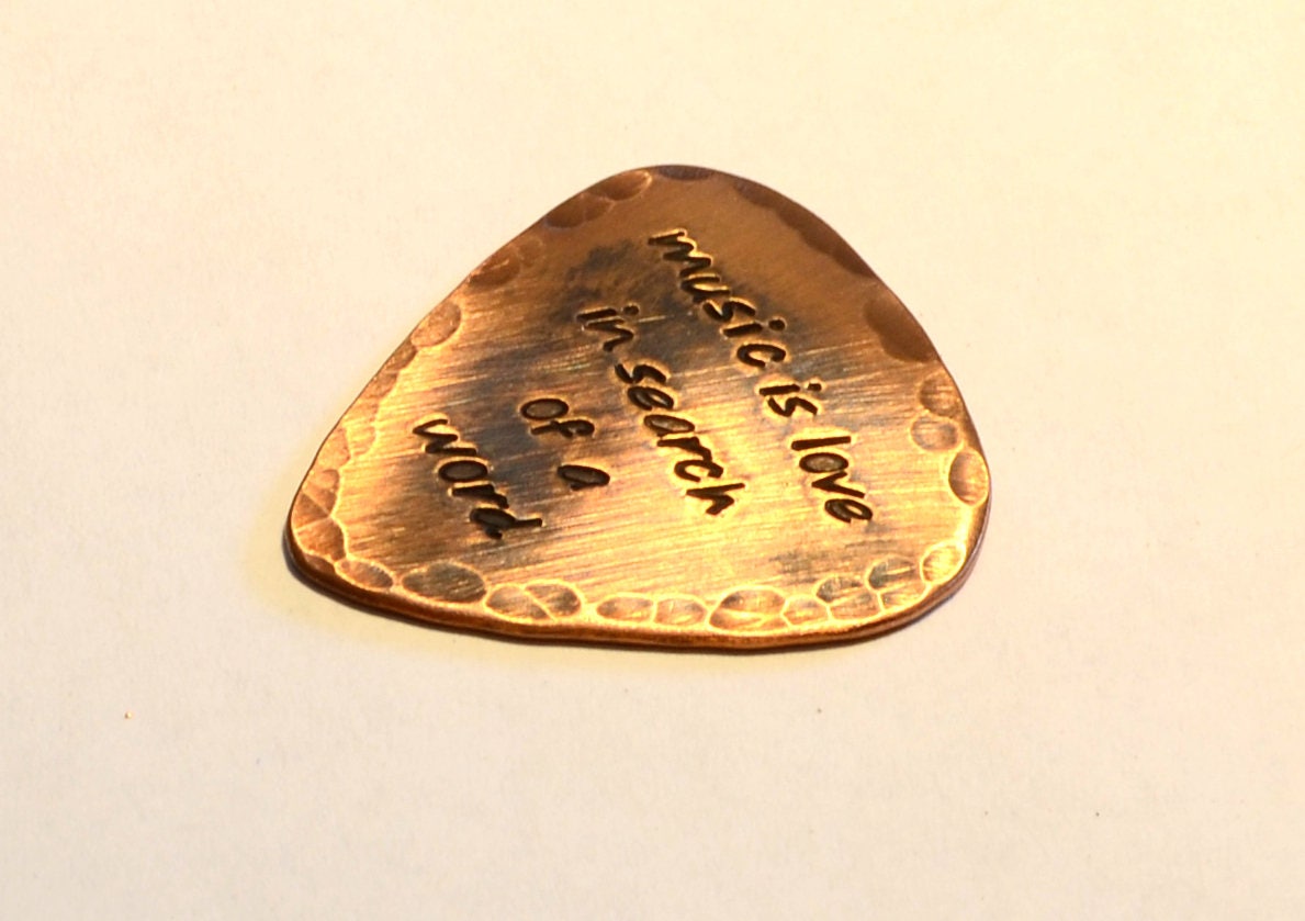 Guitar Pick in Copper with Distressed Rustic Finish