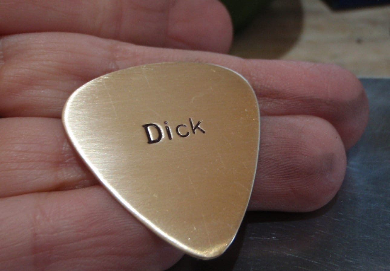 Bronze guitar pick -  our famous dick pick -send someone a playable dick pick