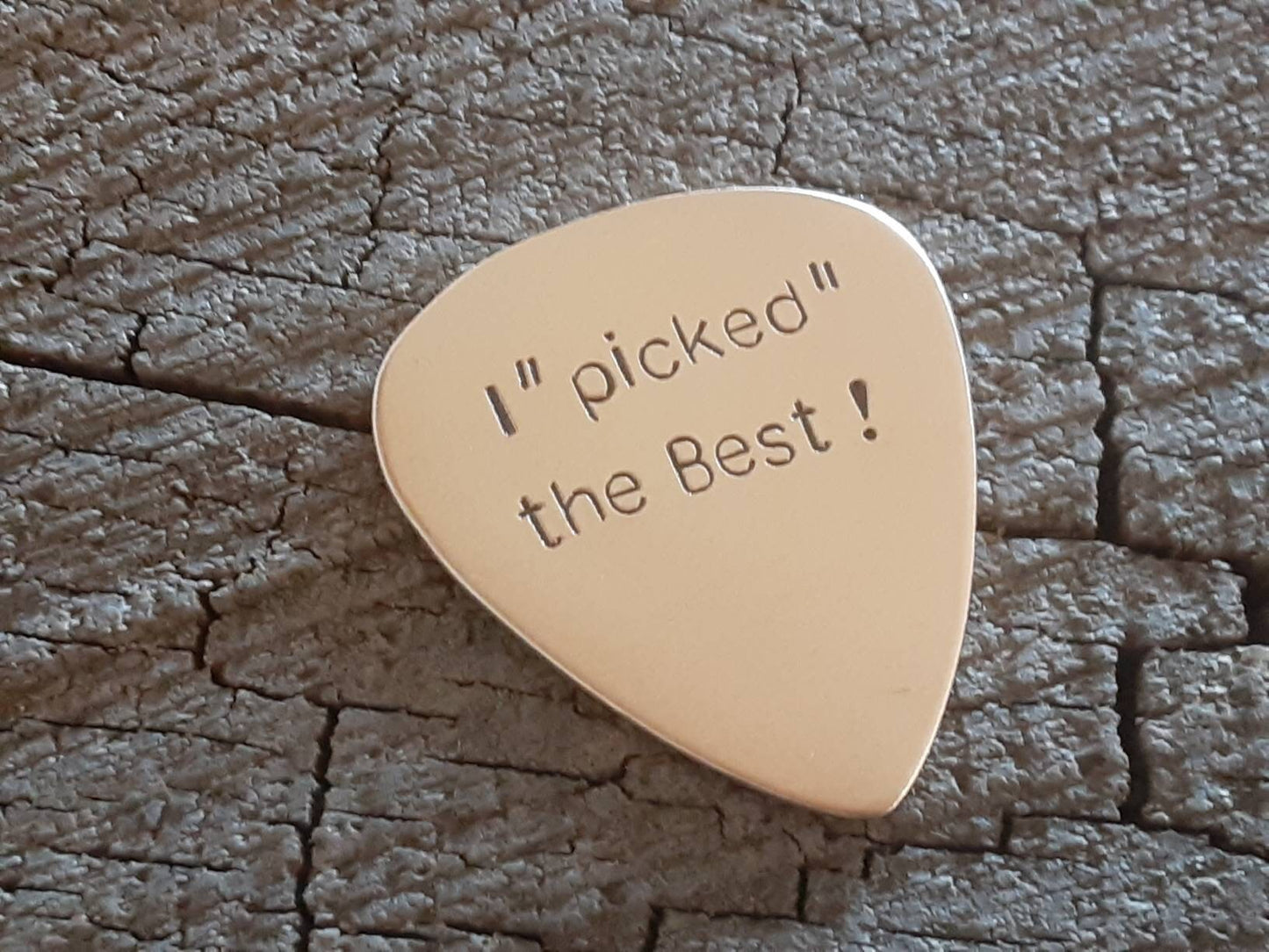 Bronze guitar pick for anniversaries and valentines day