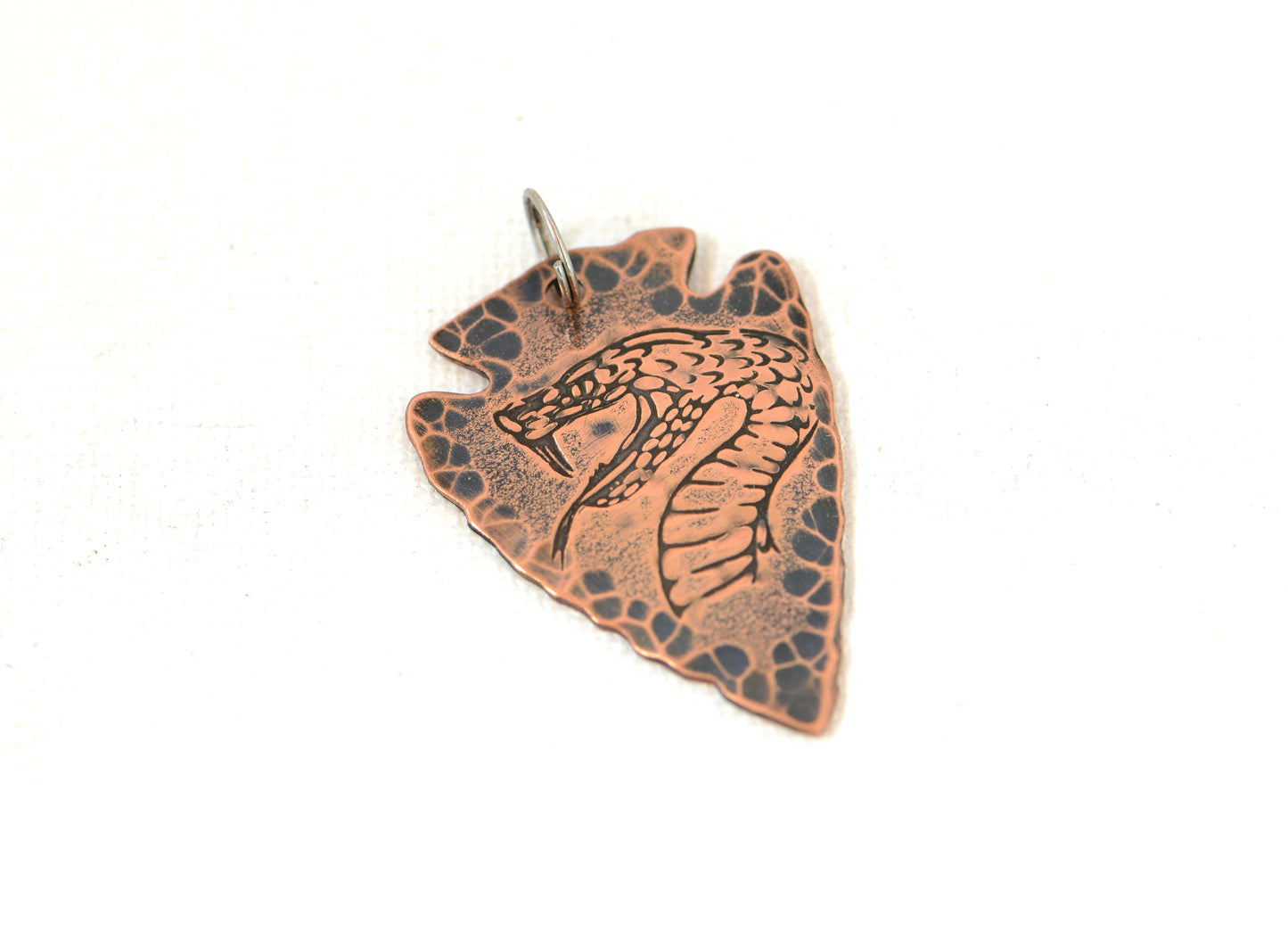 Copper Arrowhead Necklace with Rustic Viper Theme