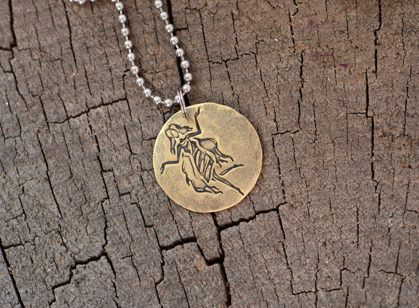 Virgo Zodiac Brass Disc Necklace