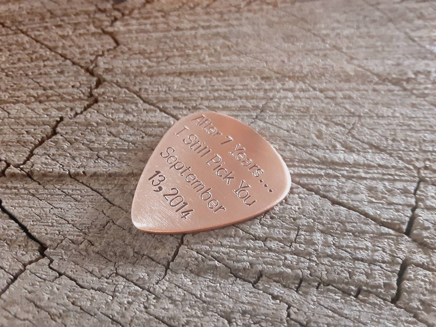 Copper anniversary guitar pick - 7th anniversary